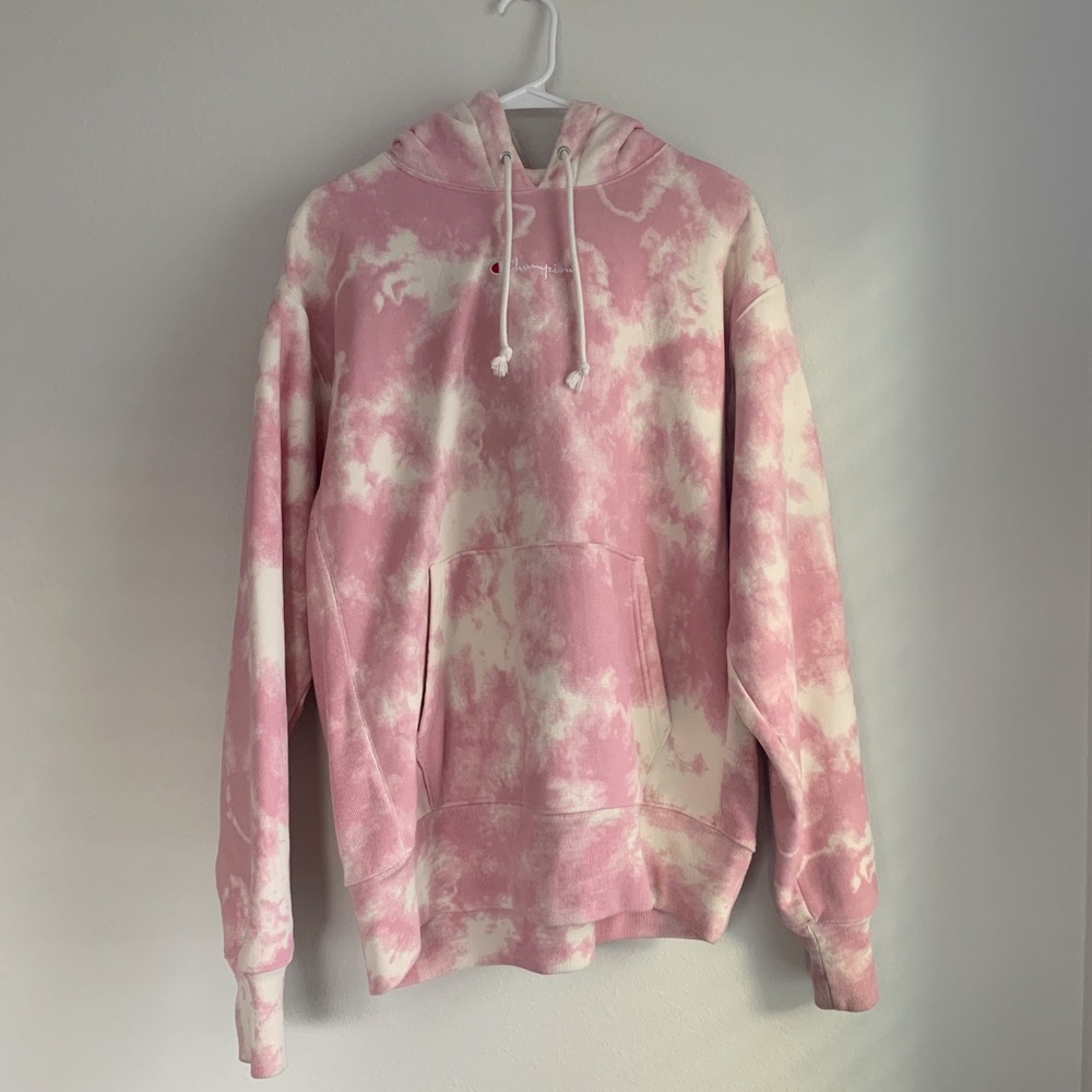 Champion Pink Tie Die Hoodie Sweatshirt